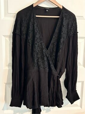 Torrid Lace Wrap Blouse Black Size 4X Torrid 4